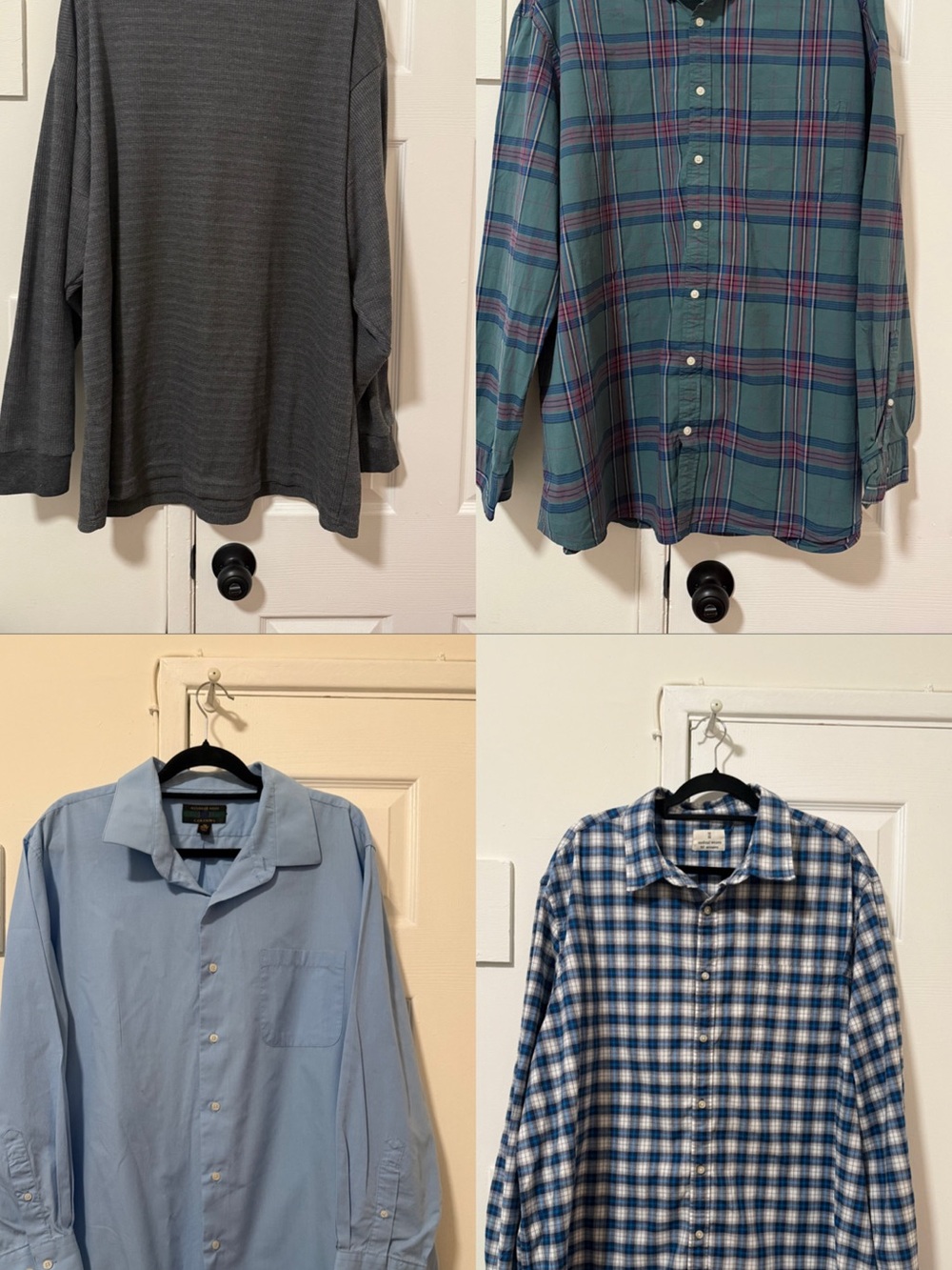 3XL Mixed Men’s Shirt Lot — Gray, Teal Plaid, Light Blue, Blue Check